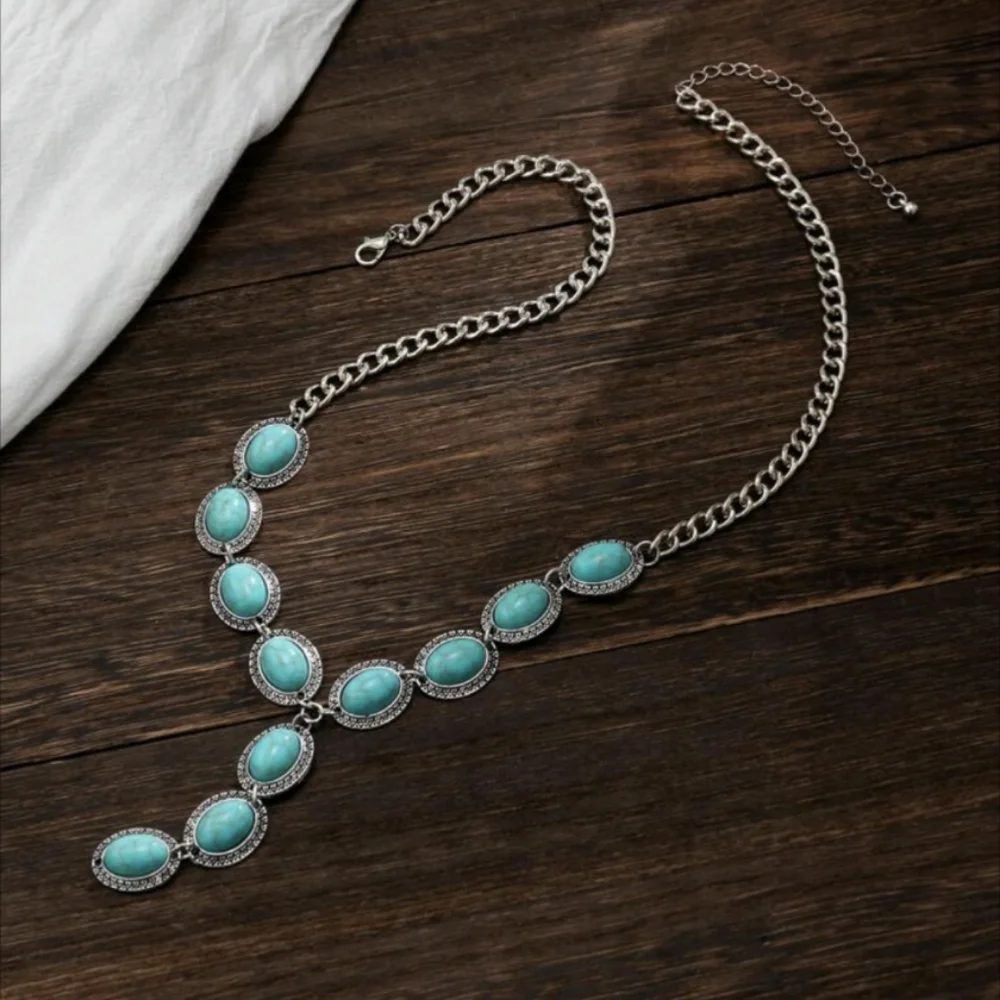 Vintage Turquoise Y Lariat Necklace New - Picture 5 of 6